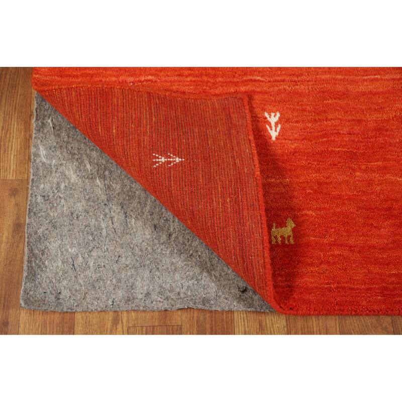 Hand Knotted Oriental 100% Wool Carpet Tribal Animal Pictorial Oranges & Rust Gabbeh Area Rug - 6' 6'' X 4' 6''