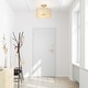 preview thumbnail 3 of 26, Tifany Modern Gold 3-Light Drum Glass Chandelier Semi-Flush Mount Ceiling Light