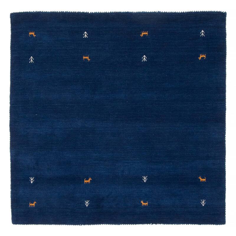 Kashkuli Gabbeh Blue Rug 4'10" x 4'9" - 4'10 x 4'9 - Dark Blue - 4'10 x 4'9
