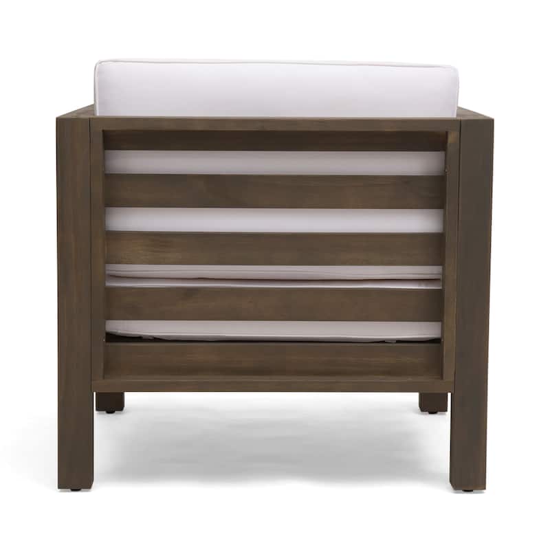 Oana Outdoor 4 Seater Acacia Wood Club Chair and Coffee Table Set by Christopher Knight Home