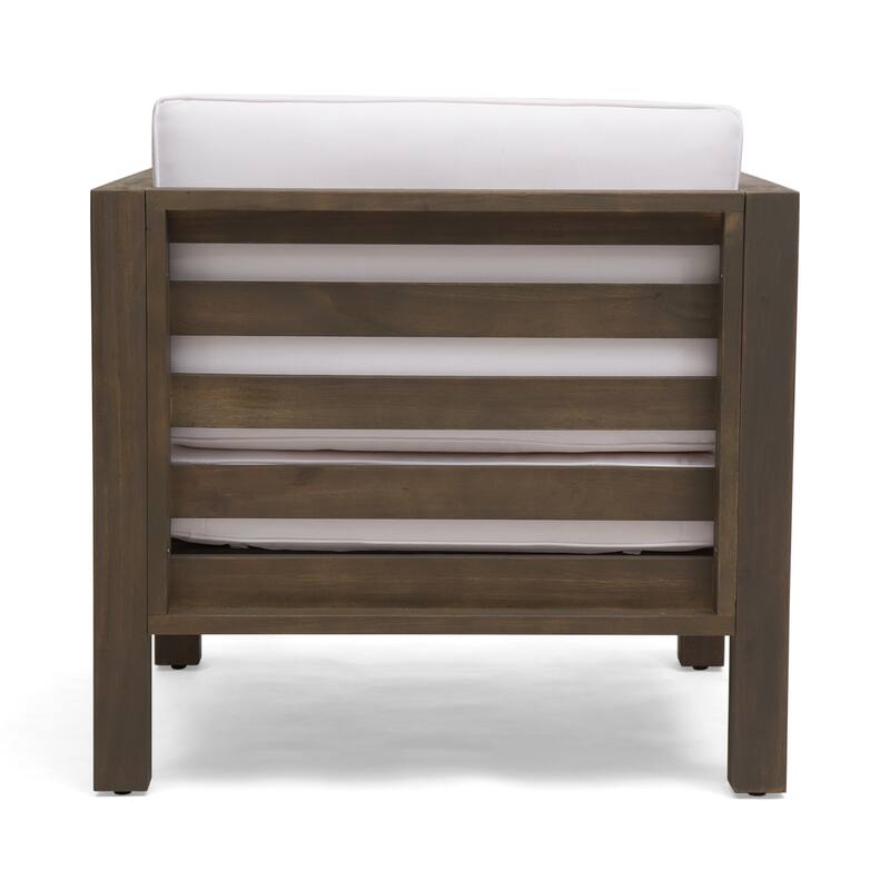 Oana Outdoor Acacia Wood Club Chair with Cushion by Christopher Knight Home