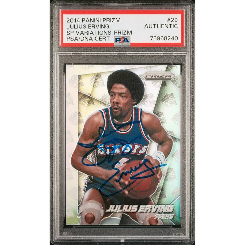 Julius Erving 2014 Panini Silver Prizm SP Signed Card #29 Auto PSA 75968240 - 8'6" x 11'6"