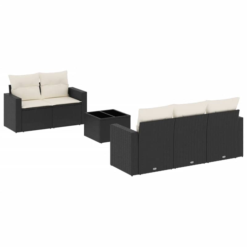 vidaXL Patio Sofa Set with Cushions Outdoor Furniture 6 Piece Poly Rattan - 21.7 x 24.4 x 27.2 (W x D x H)