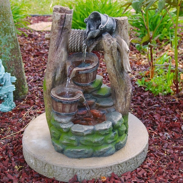 Shop Sunnydaze Wishing Well with Cascading Buckets Fountain with LED