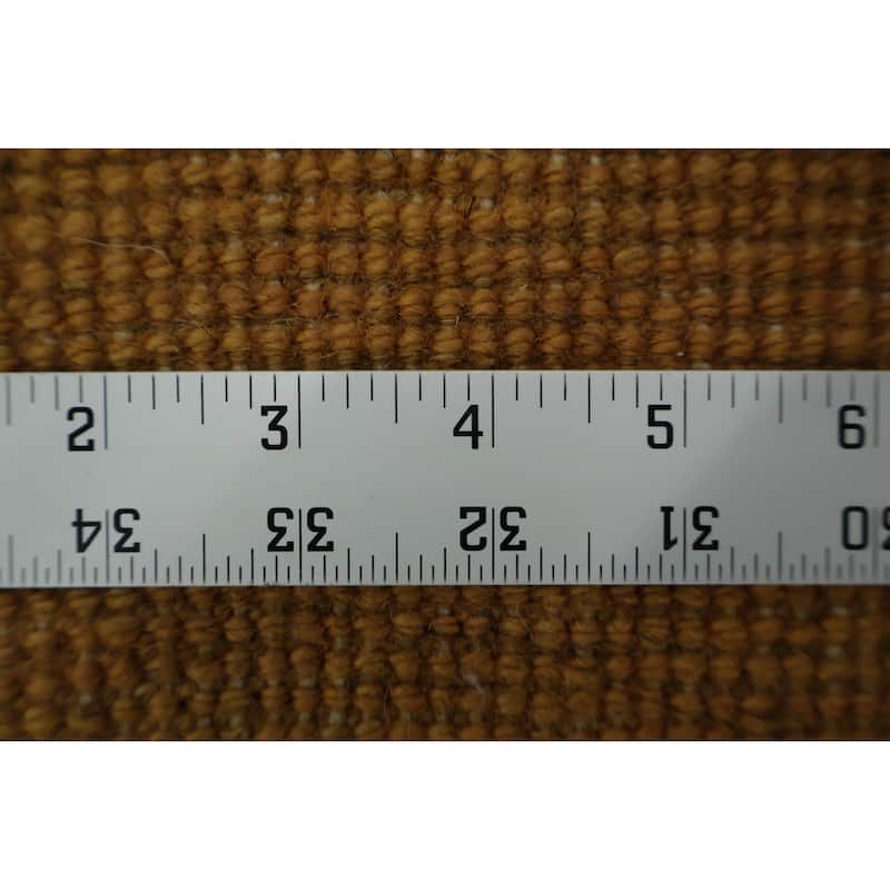 Hand Knotted Oriental 100% Wool Carpet Tribal Abstract Yellow & Gold Gabbeh Runner Rug - 6' 8'' X 2' 11''