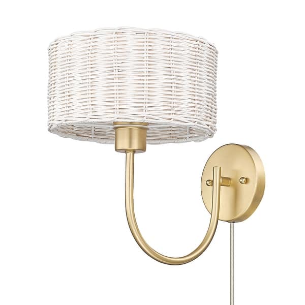 slide 2 of 4, Golden Lighting 1084-1W WW Erma 12" Tall Hardwired or Plug-In Wall Brushed Champagne Bronze