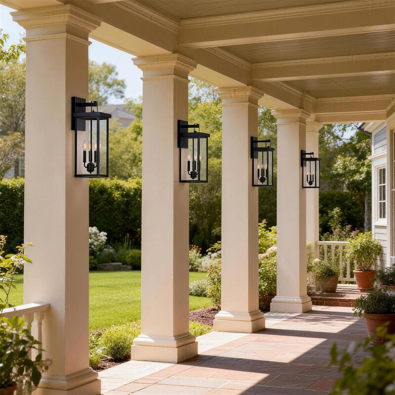 4 Pack Clear Glass Outdoor Lighting Wall Sconce