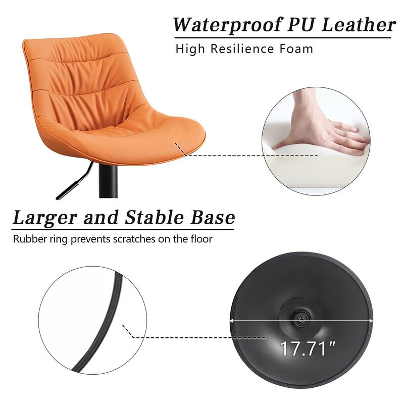 Modern Bar Stools Set of 2, Upholstered Counter Stools with Backrest