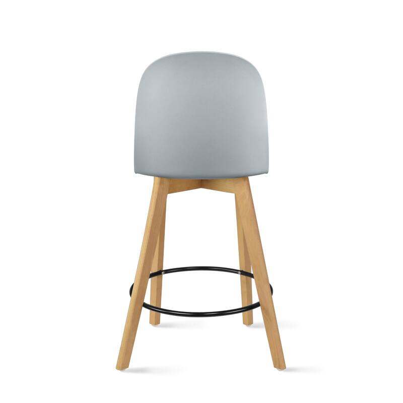 25" Plastic Armless Bar Stool Chair Dowel Natural Wood Eiffel Legs For Kitchen Counter Height Dining