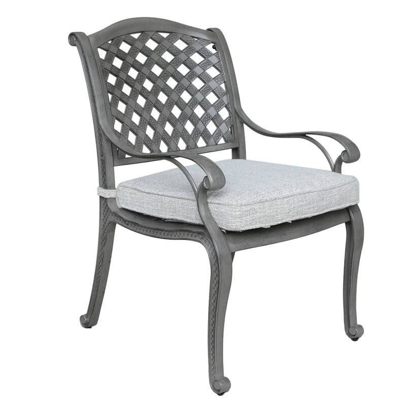 Ventura Cast Aluminum 7 Piece Rectangular Dining Set with 6 Arm Chairs