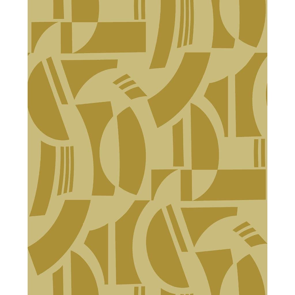 A-Street Prints Carter Gold Geometric Flock Wallpaper