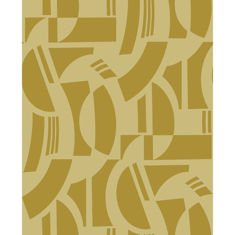 A-Street Prints Carter Gold Geometric Flock Wallpaper