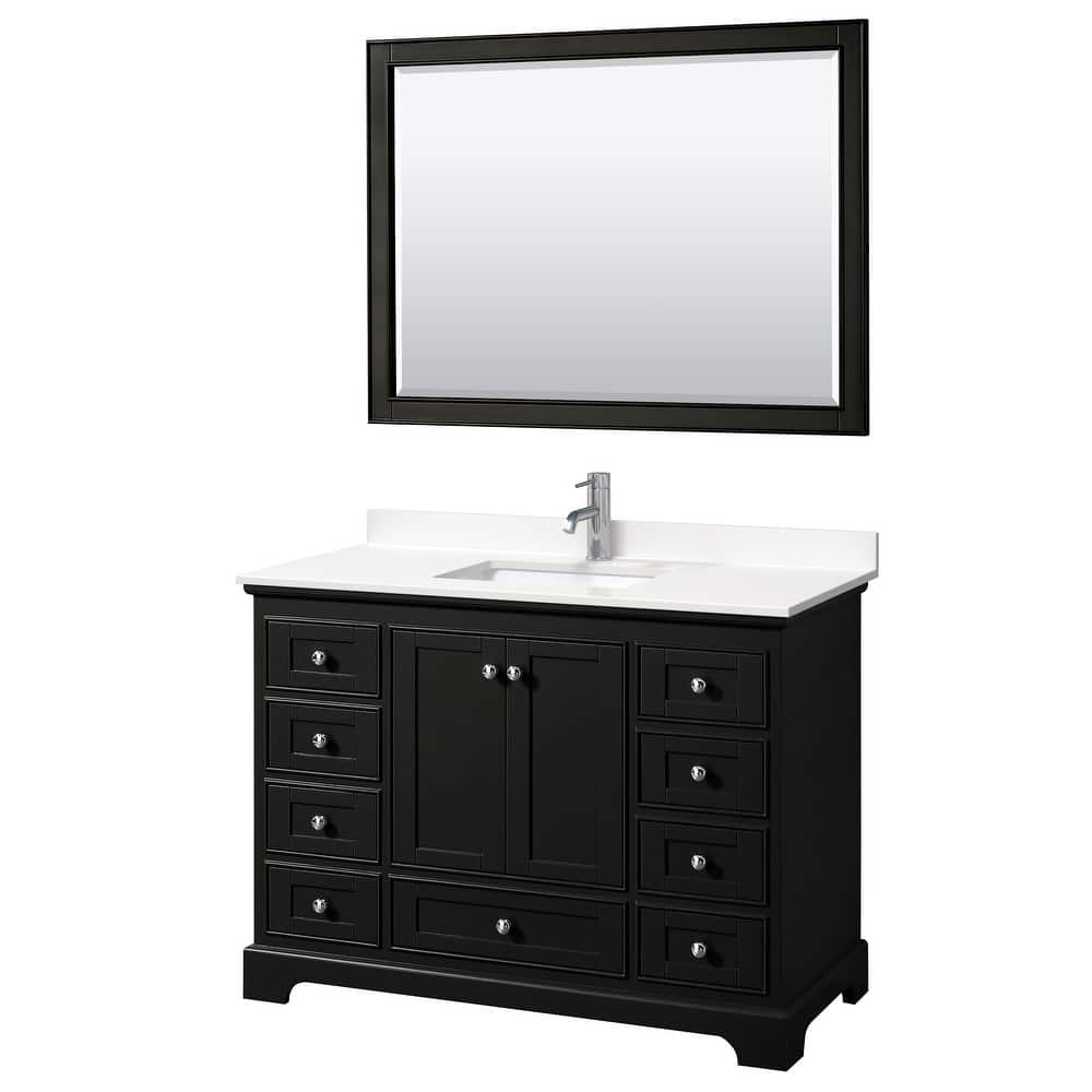 Deborah 48-inch Single Vanity, Quartz Top, 46-inch Mirror
