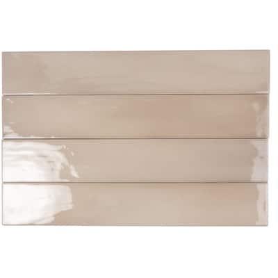 Silken 2.56 in. x 15.75 in. Glossy Beige Ceramic Subway Wall and Floor Tile (10.76 sq. ft./case) (38-pack)