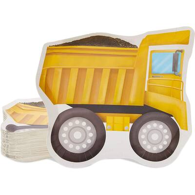 Construction Theme Birthday Party Die-Cut Plates (9 in, 48 Pack)