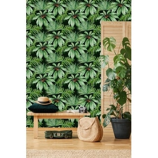 Green Plants on Green Wallpaper - Bed Bath & Beyond - 35646645