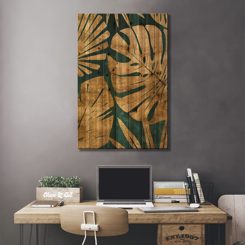 Emerald Jungle III Print On Wood by June Erica Vess - Multi-Color