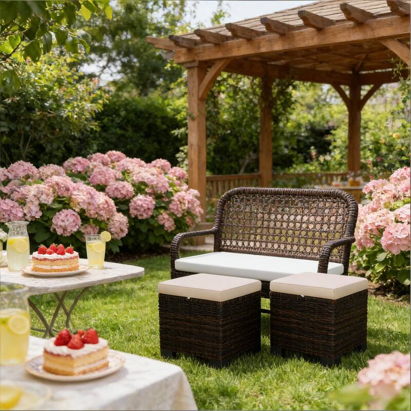 GDFStudio - Miles Versatile Wicker Ottoman Cubes for Outdoor Seating and Flexible Use Set of 2