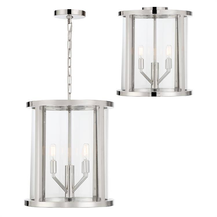Libby Langdon for Crystorama Devon 4 Light Polished Nickel Lantern - 14'' W x 16.75'' H - 14'' W x 16.75'' H