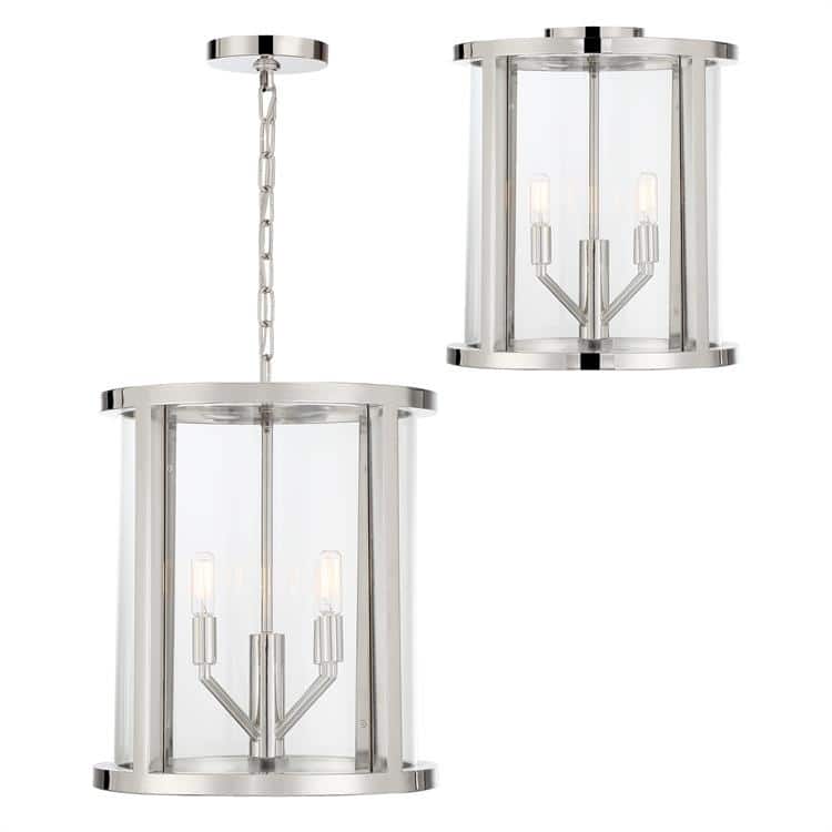 Libby Langdon for Crystorama Devon 4 Light Polished Nickel Lantern - 14'' W x 16.75'' H