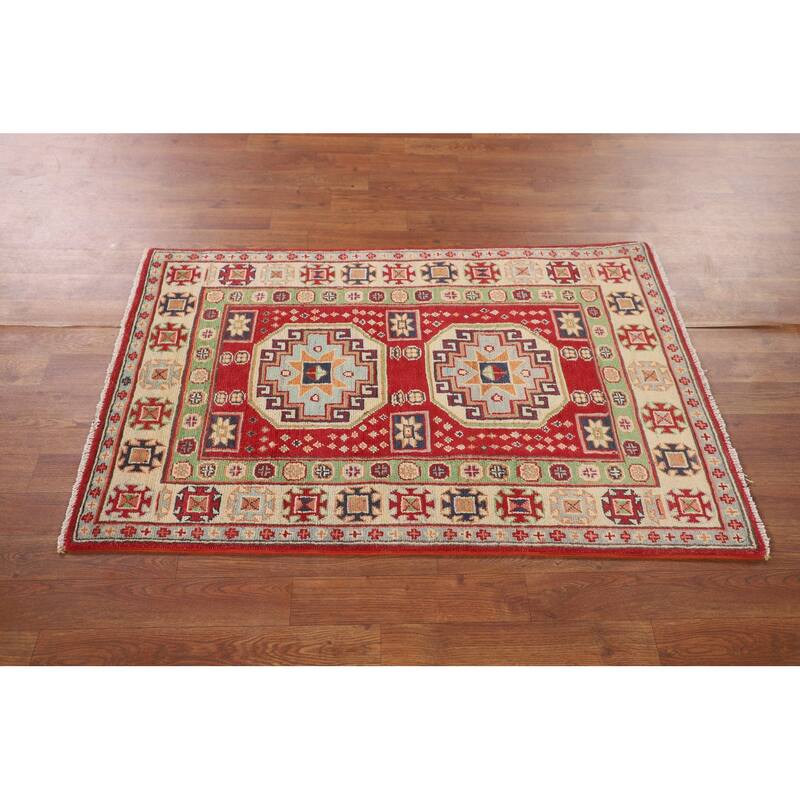Kazak Oriental Accent Rug Handmade Foyer Wool Carpet - 2'8" x 4'1"