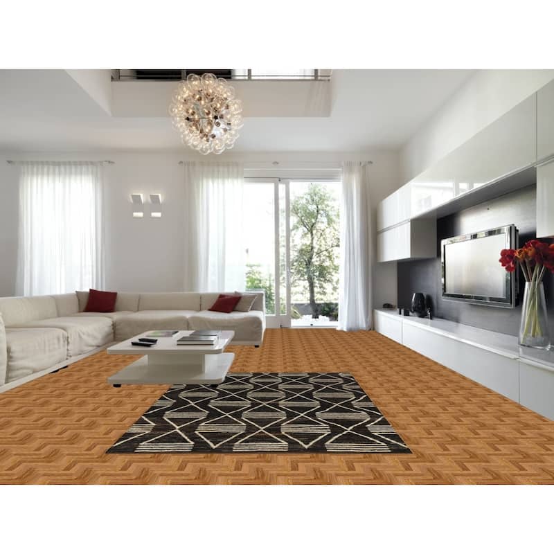 Geometric Moroccan Oriental Area Rug Handmade Bedroom Wool Carpet - 6'11" x 9'10"