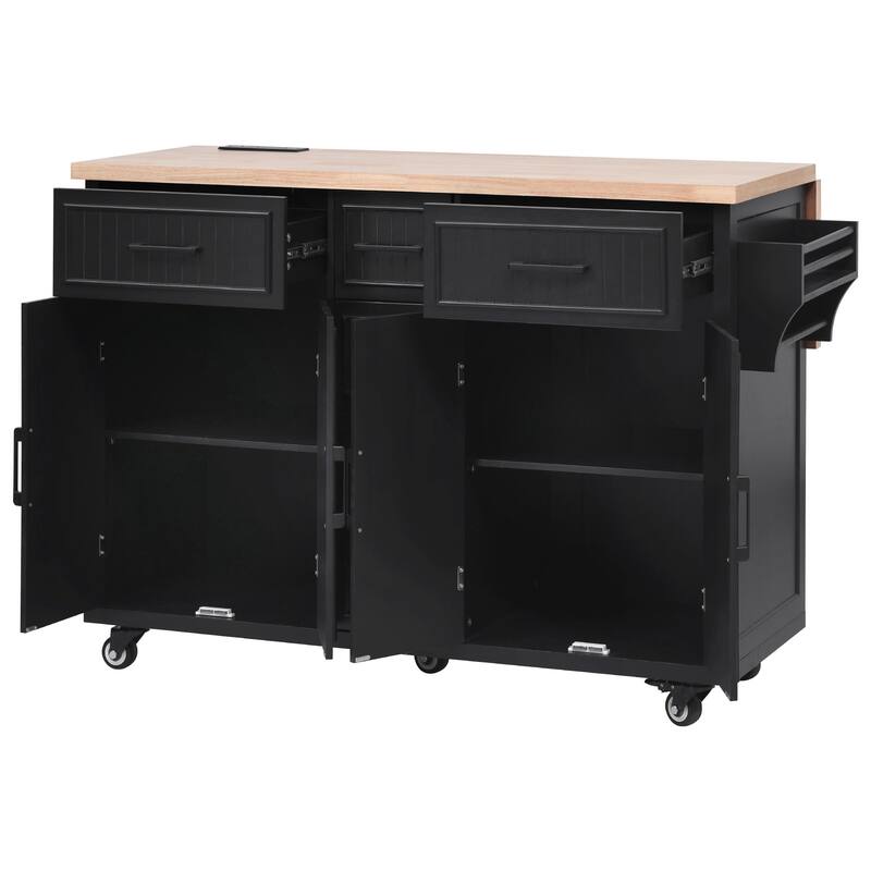 56.5'' Kitchen Island With Drop Leaf(no include stool)
