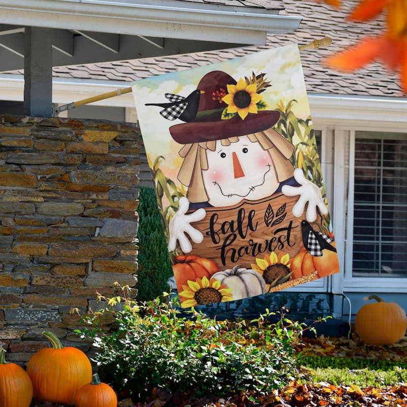 Scarecrow Fall Harvest Outdoor House Flag - 40" x 28"
