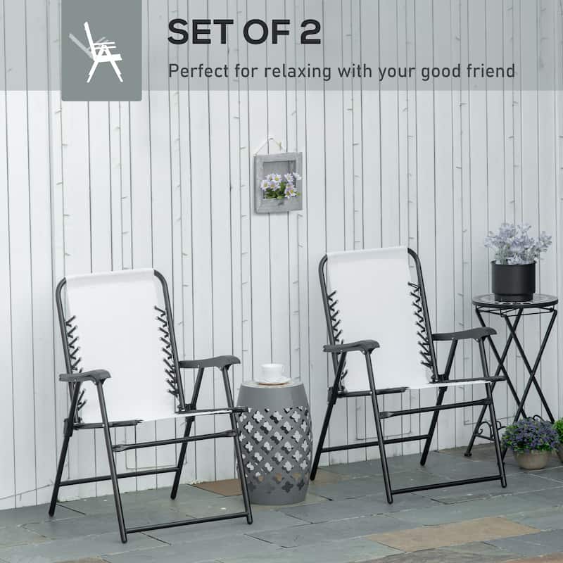 Set of 2 Patio Folding Chairs, Outdoor Portable Lawn Chairs with Armrests for Camping, Garden, Pool, Beach, Backyard