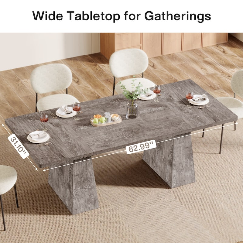 63 Inches Farmhouse Kitchen Dining Table for 4-6