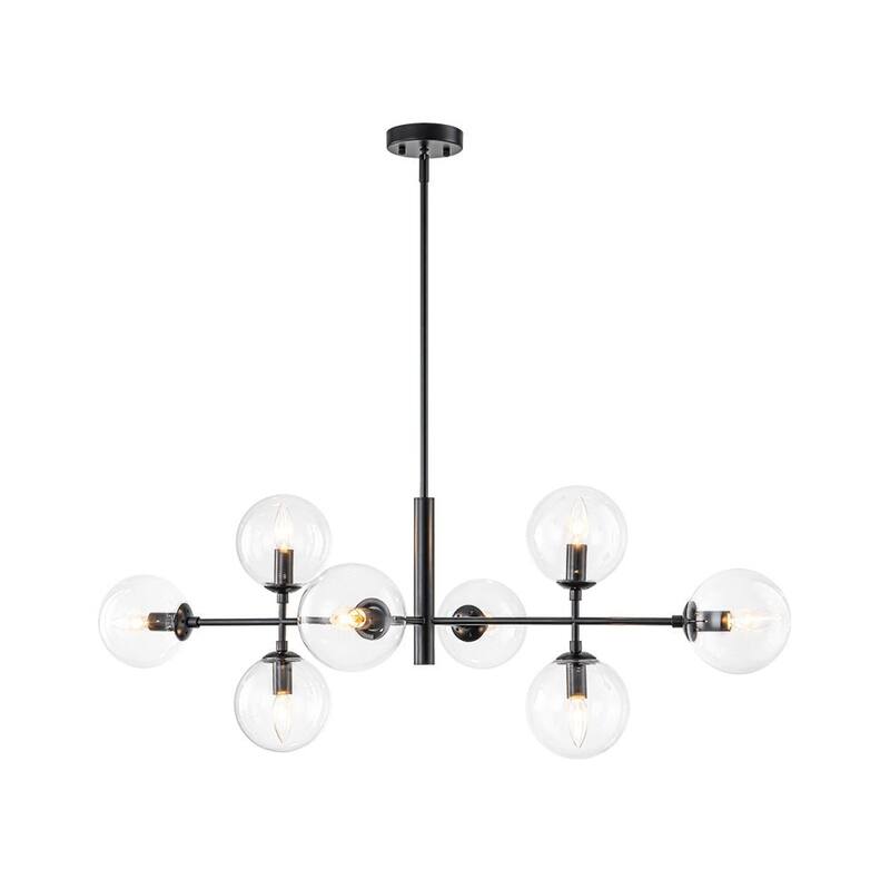 Mid-Century 8-Light Clear Glass Globe Sputnik Island Chandelier