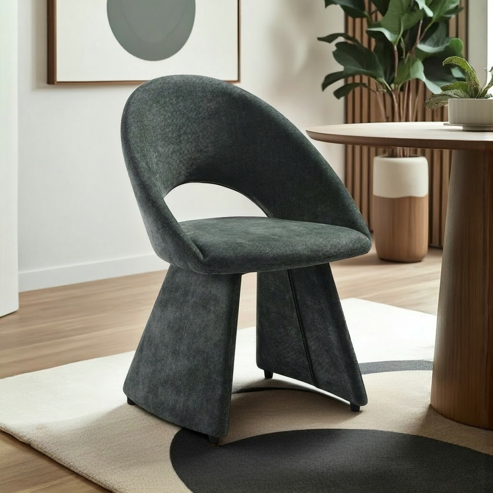 Angelina Modern Curved Back Forest Green Upholstered Dining Chair - Set of 2