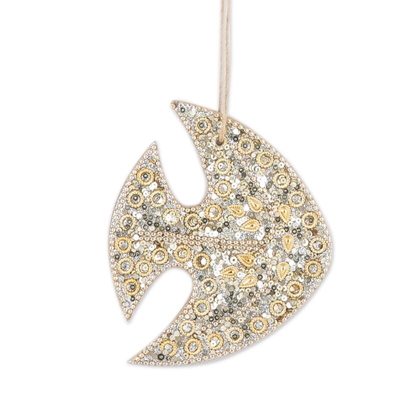 Novica Handmade Shiny Ocean Beaded Wood Ornaments (Set Of 4)