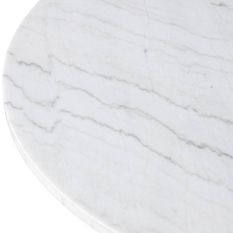 Furniture of America Torin Modern 5-Piece White Marble Top Round Dining Set with Swivel Chairs