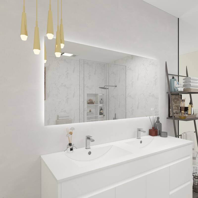 CB HOME LED Bathroom Mirror, Lighted Wall Mounted Vanity Mirror, Anti-fog, Backlit, Dimmable, Frameless, Horizontally/Vertically