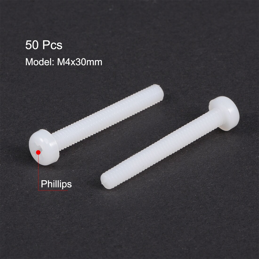 Threaded Nylon Phillips Cross Pan Head, Machine Screws Bolts