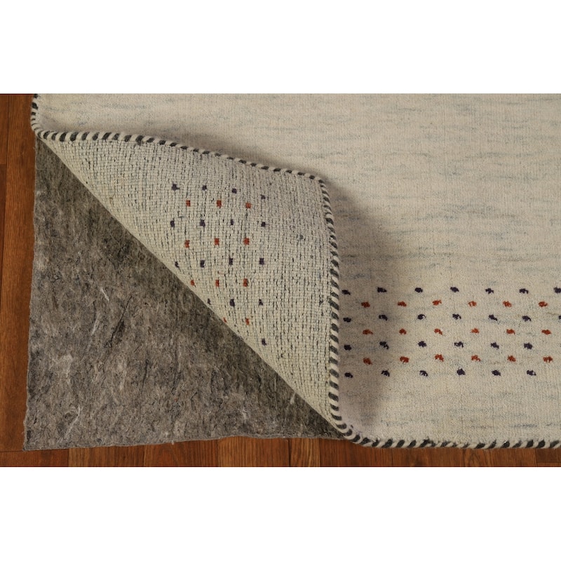 Little Animals Design Gabbeh Runner Rug Handmade Beige Wool Carpet - 2'6" x 11'3"