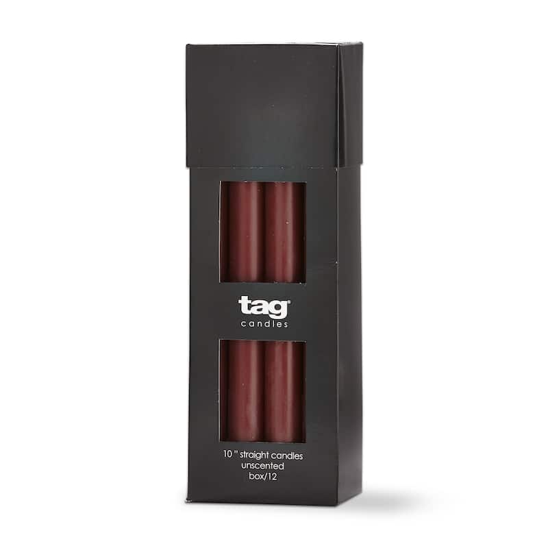 Color Studio 10" Straight Taper Unscented Smokeless Paraffin Wax Candle Purple Plum, Burn Time 10 hrs. Set 12