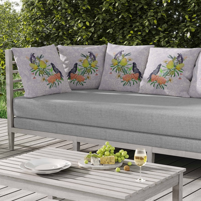 Songbird Flora Indoor/Outdoor Reversible Throw Pillow Purple and Multi