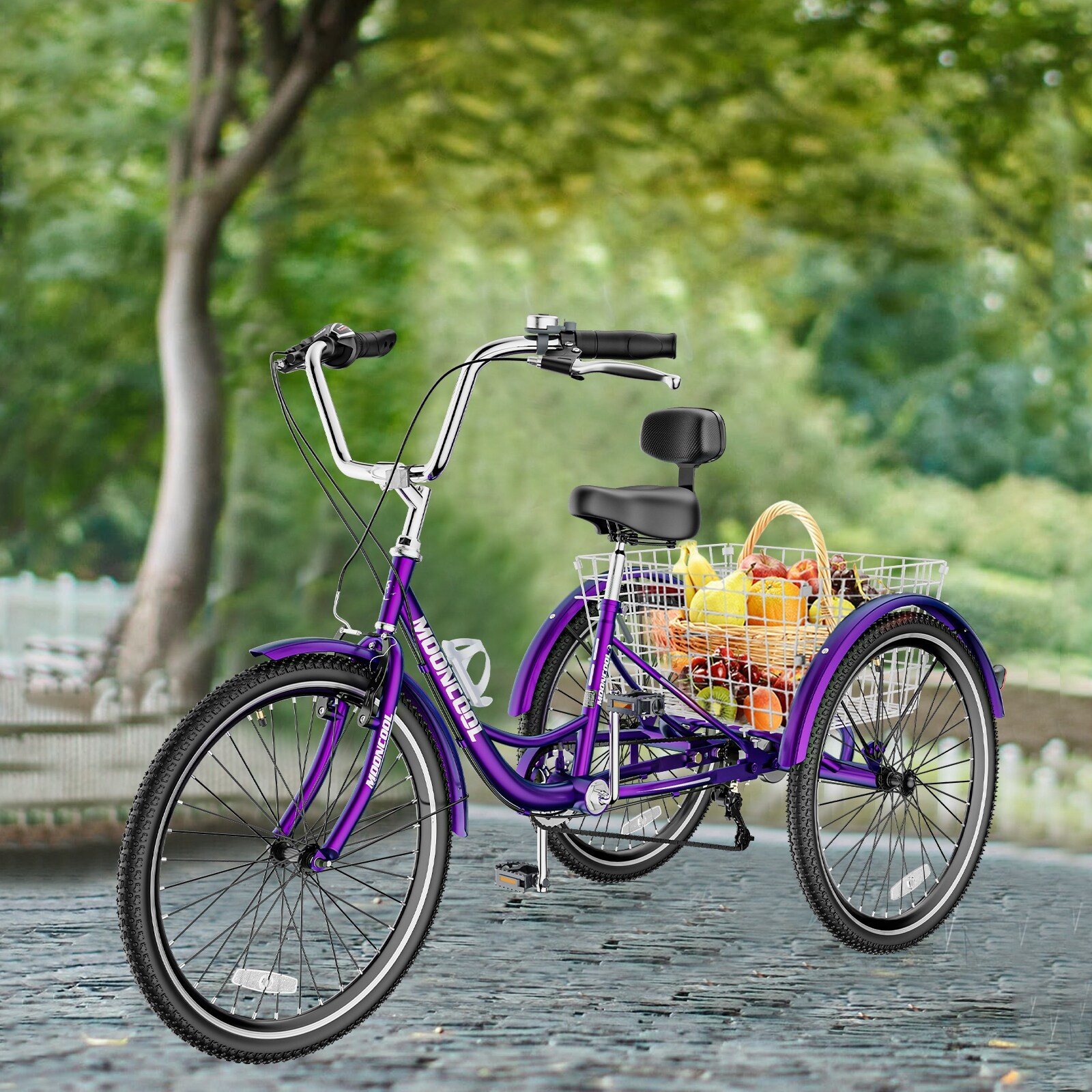 DoCred Adult Tricycles 7 Speed 24 26 Inch Three Wheel Bike 26 Cyan