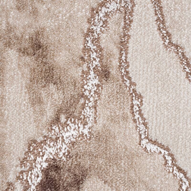 Abani Luna Contemporary Marble Metallic Gold Area Rug