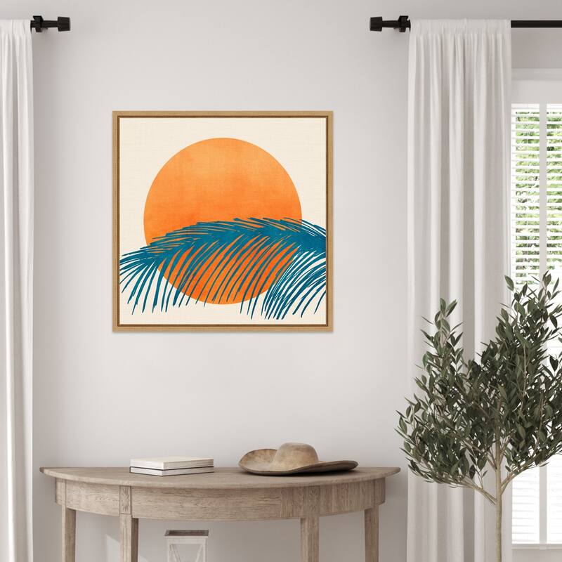 Retro Tropical Sunset by Kristian Gallagher (22 x 22 in.), Framed Canvas Wall Art Print