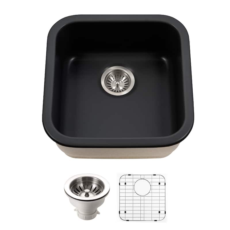 Houzer PTB-1919-C Platus 18-7/8" Undermount Single Basin Fireclay Bar