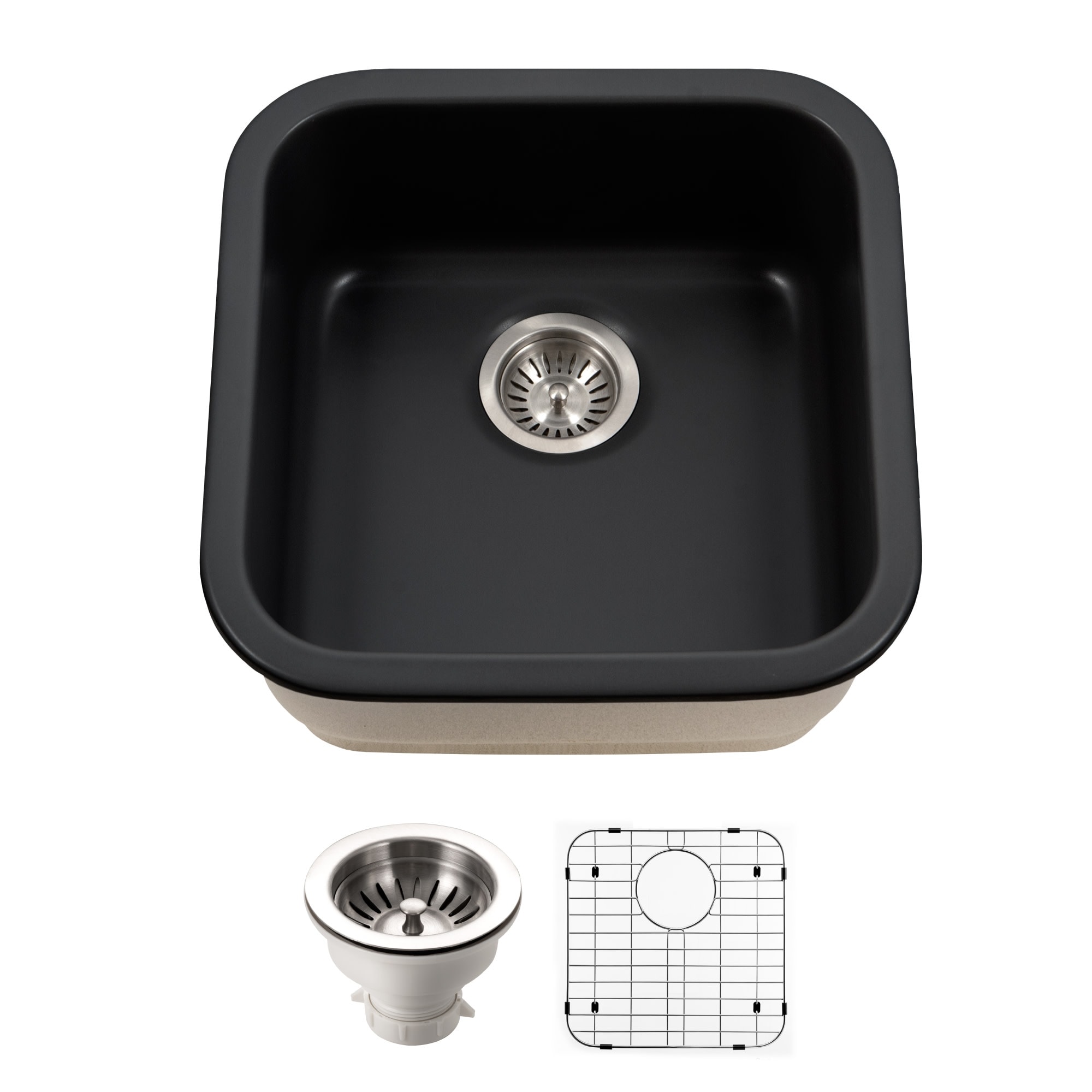 Houzer PTB-1919-C Platus 18-7/8" Undermount Single Basin Fireclay Bar