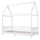 preview thumbnail 4 of 10, Wood Twin Size House Bed with Guardrail and LED Light, White