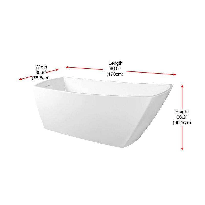 Peter Soaking Single Slipper Rectangular Bathtub in Glossy White