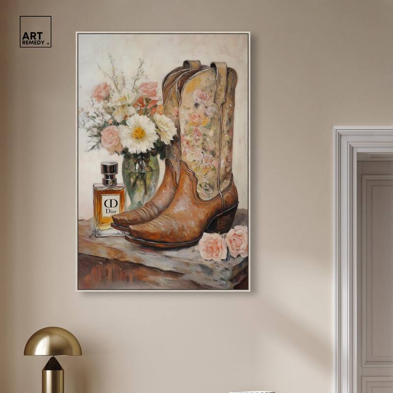 Delicate Floral Boots Canvas by Art Remedy