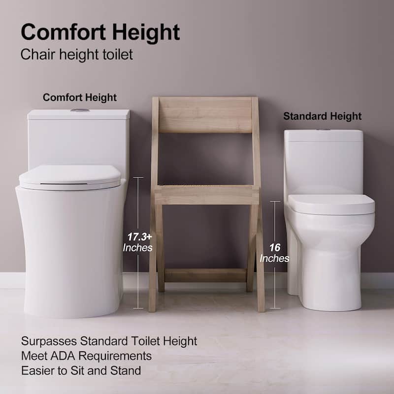 HOROW One Piece 10 Inch Rough In 0.8/1.28 GPF Dual Flush Elongated White WaterSense Toilet - N/A