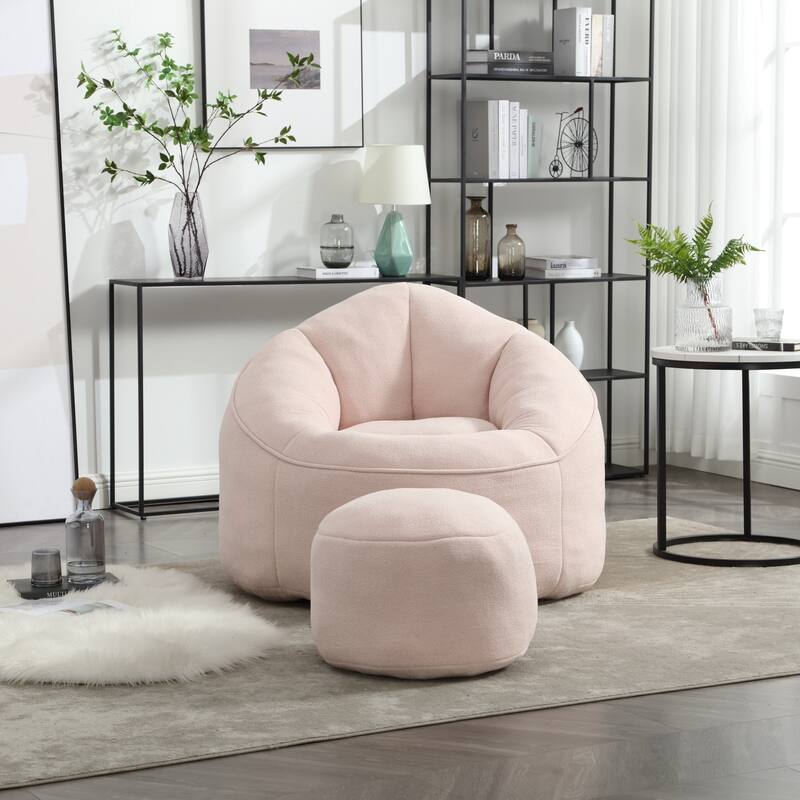 Bedding High Pressure Foam Bean Bag Chair Adult Material with Padded Foam Padding Compressed Bean Bag with Footrest