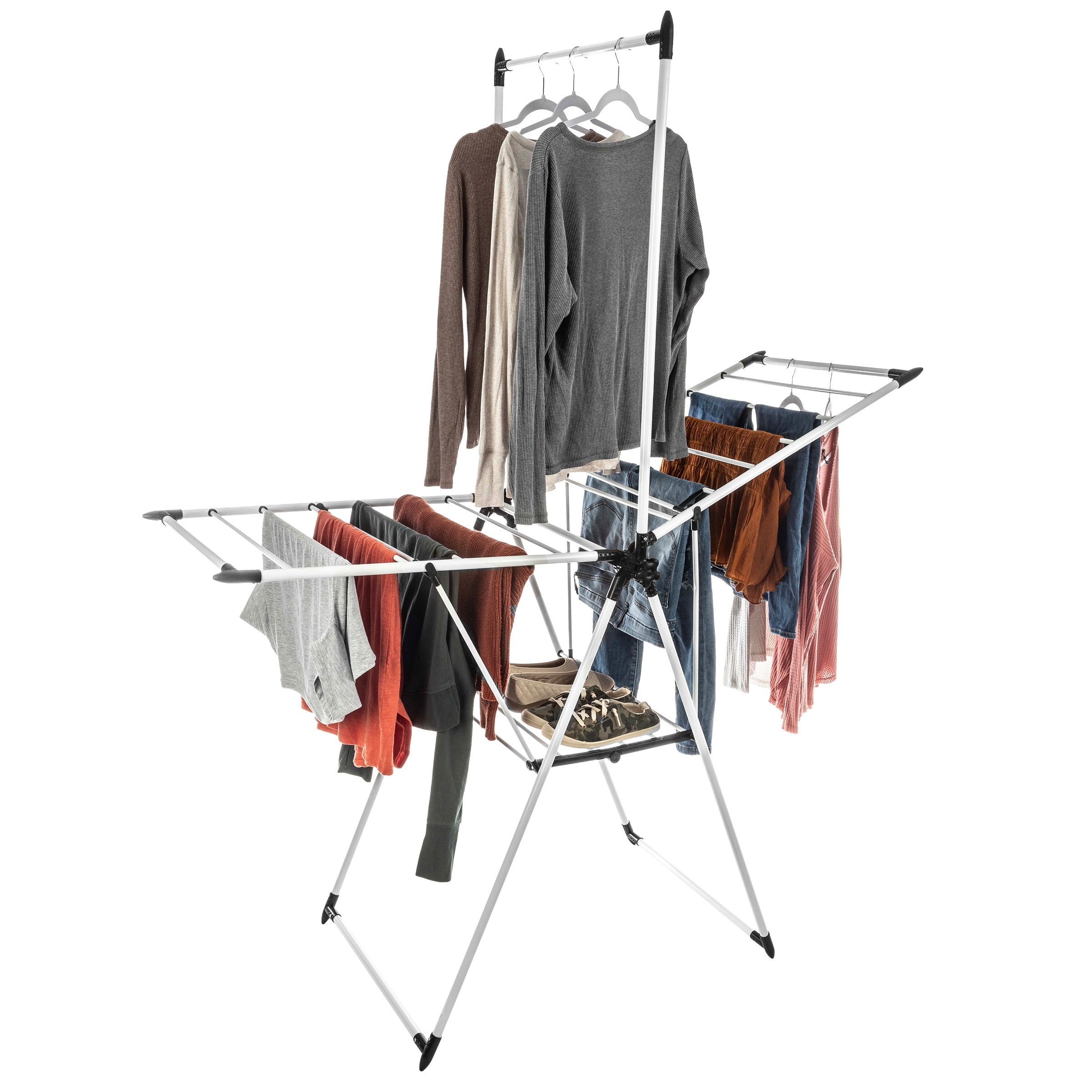 idee BDP V23 Premium Foldable 8 wheeled Clothes Laundry Drying Rack with Stainless Steel Hanging Rods Bed Bath Beyond 12520469
